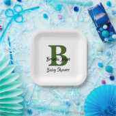 Babydusche Monogram Forest Green Jungle Thema Pappteller (Party)