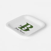 Babydusche Monogram Forest Green Jungle Thema Pappteller (Gewinkelt)