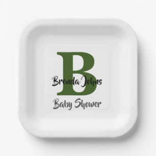 Babydusche Monogram Forest Green Jungle Thema Pappteller