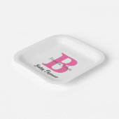 Babydusche Monogram Pink Niedlich elegant Pappteller (Gewinkelt)