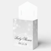 Babydusche Monogram Silver Bokeh Sparkle Lights Geschenkschachtel (Geöffnet)