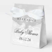 Babydusche Monogram Silver Bokeh Sparkle Lights Geschenkschachtel (Vorderseite)