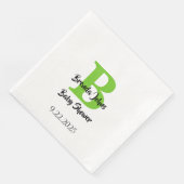 Babydusche Monogramm Name Grün Jungle Thema Serviette (Ecke)