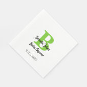 Babydusche Monogramm Name Grün Jungle Thema Serviette (Ecke)