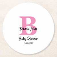 Babydusche Monogramme Pink White Niedlich Simple