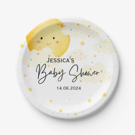 Babydusche "Moon and Stars" Pappteller (Vorderseite)