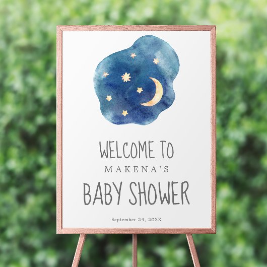Babydusche "Moon and Stars" Willkommenspender Poster