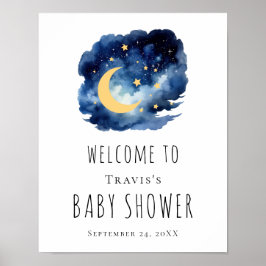 Babydusche Moon & Stars Begrüßungszeichen Poster