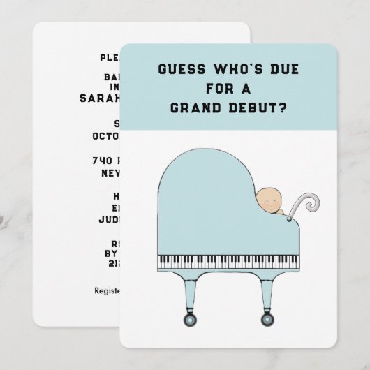 Babydusche Musik Thema Einladung (Vorne/Hinten)