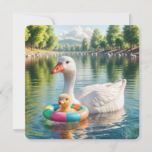 Babydusche Mutter Weiße Duck und Duckling Einladung (Vorderseite)