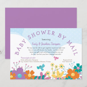 Babydusche nach Mail farbenfrohe Florals Vögel Einladung