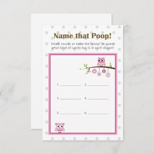 Babydusche "Name das Gekackt!" Spiel Einladung (Vorne/Hinten)