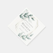 Babydusche Napkins |Grayed Jade Green Botanical Serviette (Ecke)