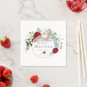 Babydusche Napkins | Lebhafte Red Peony Bouquet Serviette (Beispiel)