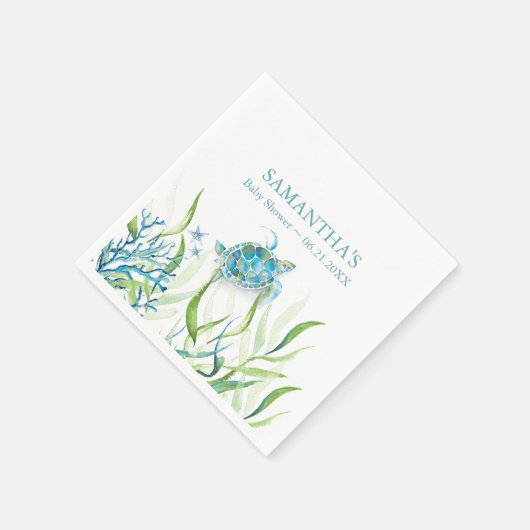 Babydusche Napkins Sea Turtle Serviette (Ecke)