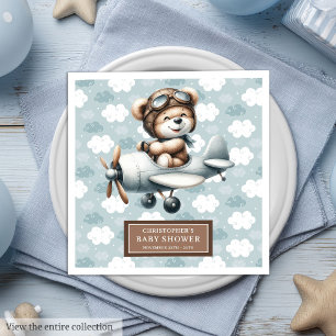 Babydusche Napkins Teddy Bear Pilot Party Dekorati Serviette