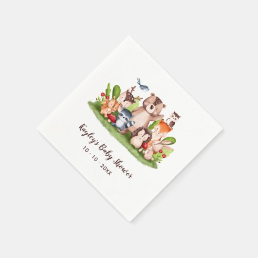 Babydusche Napkins Woodland Animals Forest Boho Serviette (Ecke)