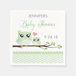 Babydusche Napkins Zickzack grün Serviette