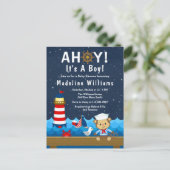 Babydusche Nautic Boy Monkey Red and Navy Postkarte (Stehend Vorderseite)