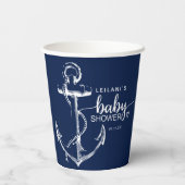 Babydusche Nautical Anchor Navy Blue Paper Cups Pappbecher (Rückseite)