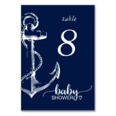 Babydusche Nautical Anchor Navy Blue Tischnummer (Rückseite)