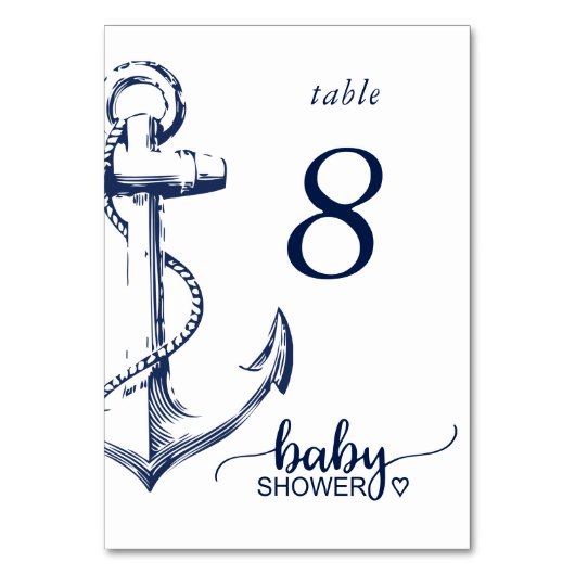 Babydusche Nautical Anchor Tischnummer (Rückseite)