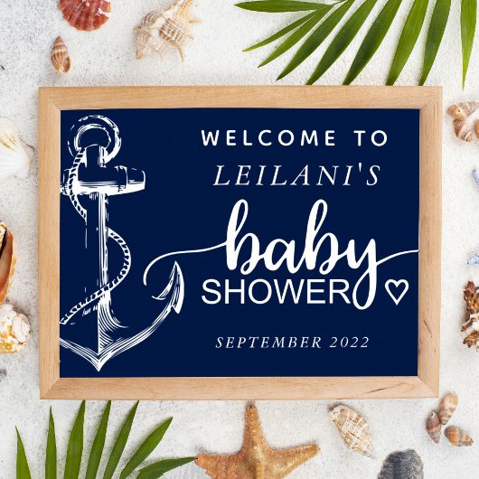 Babydusche Nautical Anchor Welcome Navy Poster