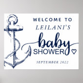 Babydusche Nautical Anchor Willkommensweiß Poster (Vorne)