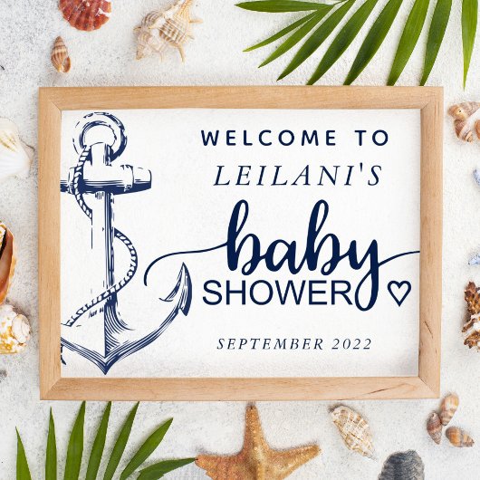 Babydusche Nautical Anchor Willkommensweiß Poster