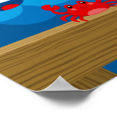 Babydusche Nautical Boy Bear Red Navy Begrüßung Poster (Ecke)