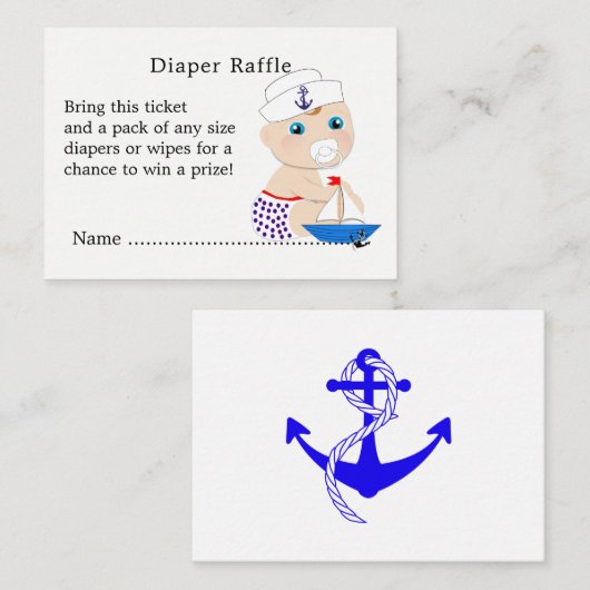 Babydusche Nautical Boys Niedlich Sailor Blue Begleitkarte (Vorne/Hinten)