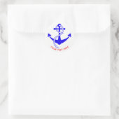 Babydusche Nautical Boys Niedlich Sailor Blue Runder Aufkleber (Tasche)