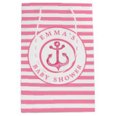 Babydusche Nautikrosa Ankerhalterung Stripter Gesc Mittlere Geschenktüte (Vorderseite)