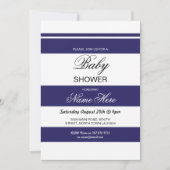 Babydusche Navy & White Stripe Party Chic Einladun Einladung (Vorderseite)
