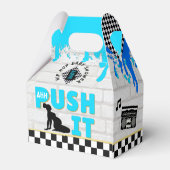 Babydusche Neon Blue 90's Boy Retro Hip Hop Baby Geschenkschachtel (Rückseite)