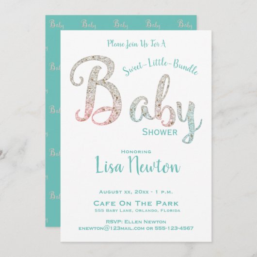 Babydusche, neue Babydusche, Einladung (Vorne/Hinten)