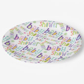 Babydusche Neugeborene-Feier Pappteller (Schrägansicht)