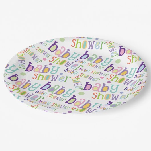 Babydusche Neugeborene-Feier Pappteller (Schrägansicht)