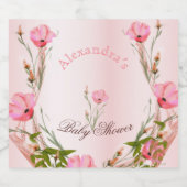 Babydusche New Baby Pink Floral Schaumweinetikett (Einzelnes Label)