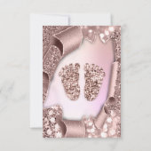 Babydusche New Girl Boy Feet Glam Rose Pastel 3D Einladung (Rückseite)
