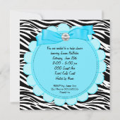 Babydusche Niedlich Baby Boy Blue Zebra Pram Einladung (Rückseite)