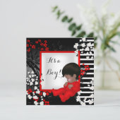 Babydusche Niedlich Baby Boy Red Blossom 2.00 Uhr Einladung (Stehend Vorderseite)