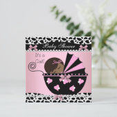 Babydusche Niedlich Baby Girl Pink Kuh Printwerbun Einladung (Stehend Vorderseite)