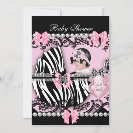 Babydusche Niedlich Baby Girl Pink Zebra Lace 2 Einladung