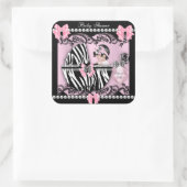 Babydusche Niedlich Baby Girl Pink Zebra Lace Quadratischer Aufkleber (Tasche)