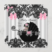 Babydusche Niedlich Baby Girl Pink Zebra White Bla Einladung (Vorne/Hinten)