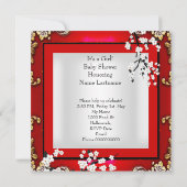 Babydusche Niedlich Baby Girl Red Blossom Black AM Einladung (Rückseite)