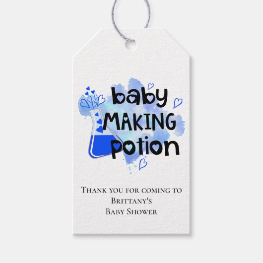 Babydusche Niedlich Baby Maaking Potion Blue Viele Geschenkanhänger (Vorderseite)