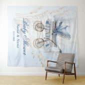 Babydusche Niedlich Classic Baby Stroller Blue Flo Wandteppich (Beispiel (Horizontal))