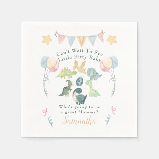 Babydusche Niedlich Dinosaurier Mama Name Orange Serviette (Vorderseite)